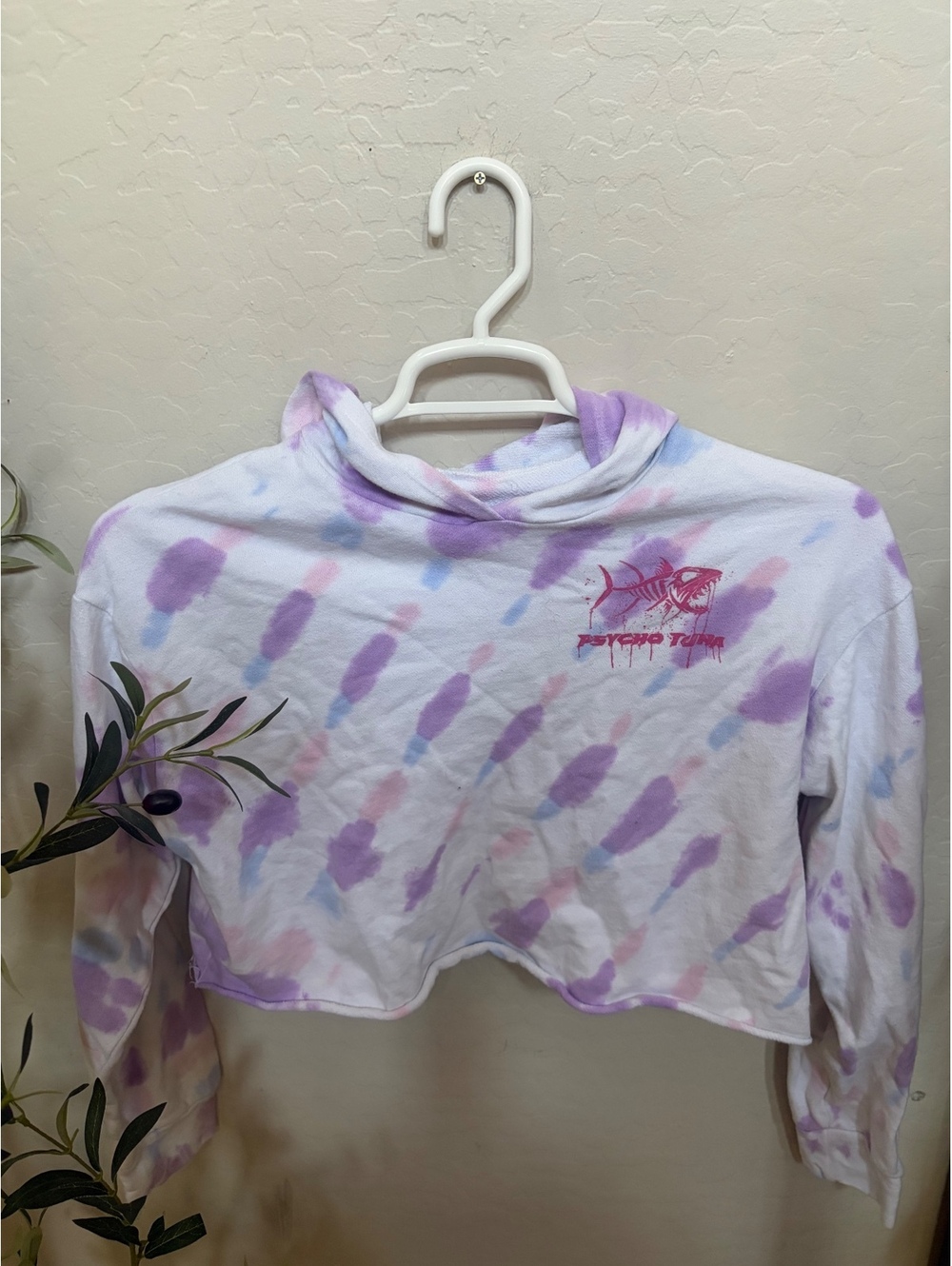 Psycho tuna cotton Cropped tie dye hoodie
